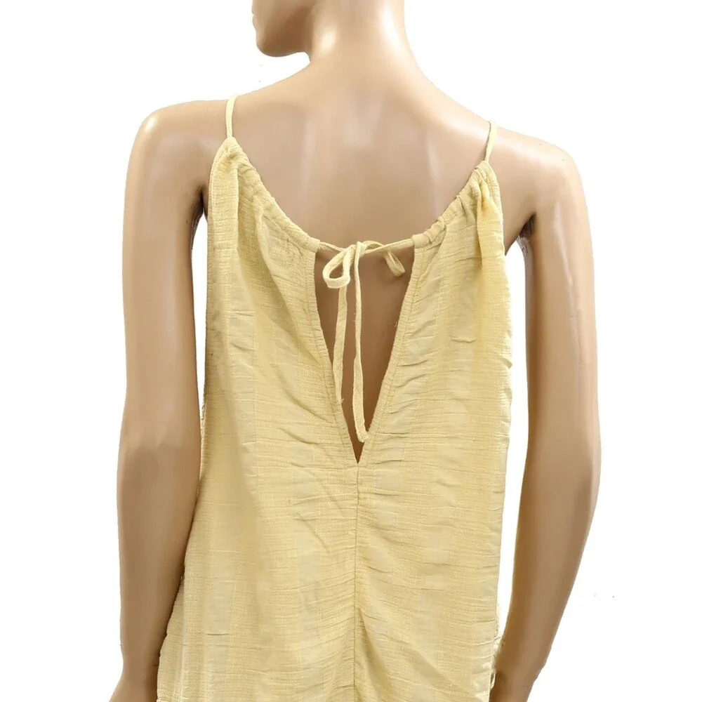 Free People Free Est Asymmetric Midi Dress Sleeveless Cotton Yellow XL 285357